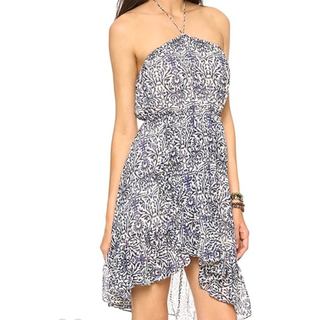 Free People Halter Brocade Damask Mini Dress